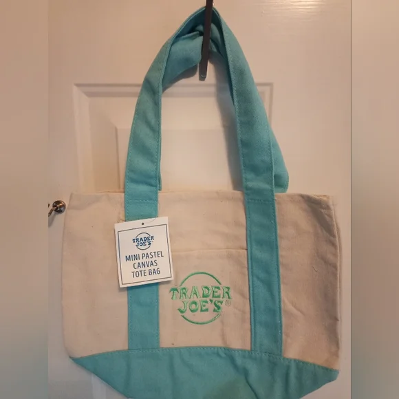Set of 4 Trader Joe's Mini Pastel Canvas Totes - Picture 4 of 9